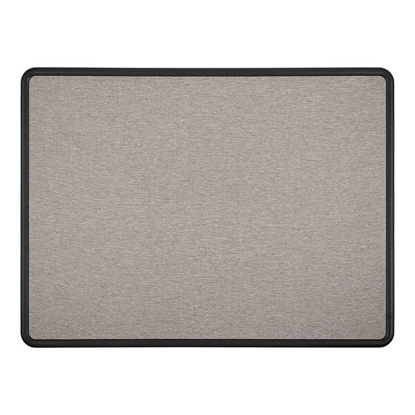 A grey rectangular Quartet bulletin board with black border.