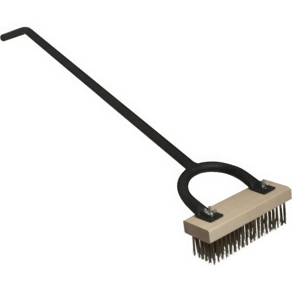 A Texas Brush stainless steel bristle grill brush with a long black handle.