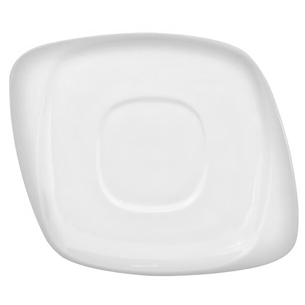 A white square CAC porcelain saucer with a square shape in the center.