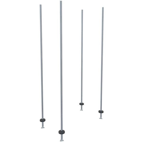 A long shot of Metro qwikTRAK chrome bottom track poles.