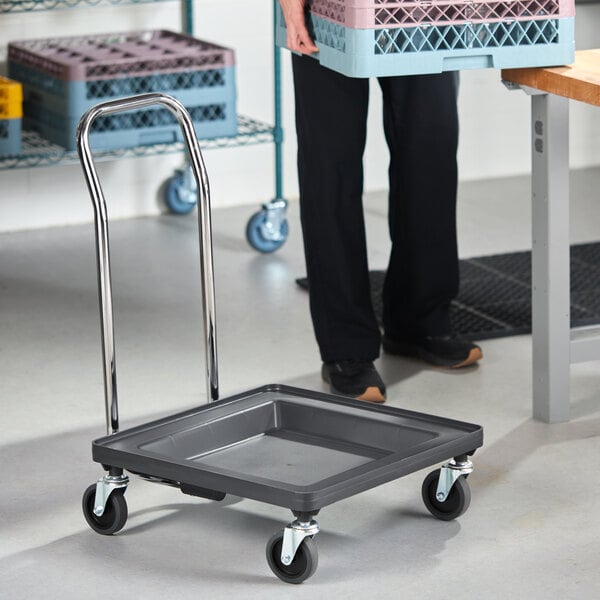 Noble Warewashing Gray Dish Rack and Glass Rack Dolly with 31" Handle