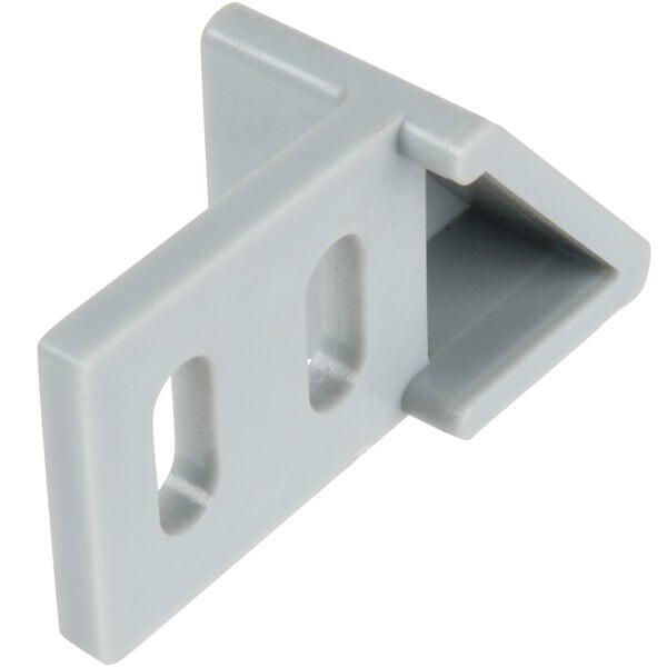 A grey plastic Avantco mixer bowl lift bracket with two holes.