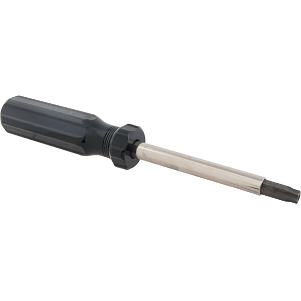 A close-up of a black and silver FMP Torx tamper-proof screwdriver.