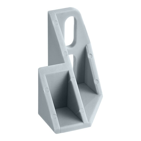 A white plastic Avantco mixer bowl lift bracket with two holes.