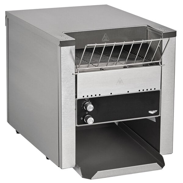 A Vollrath conveyor toaster with a stainless steel top.