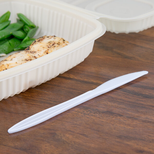 Choice 6 1/2" Individually Wrapped Medium Weight White Plastic Knife