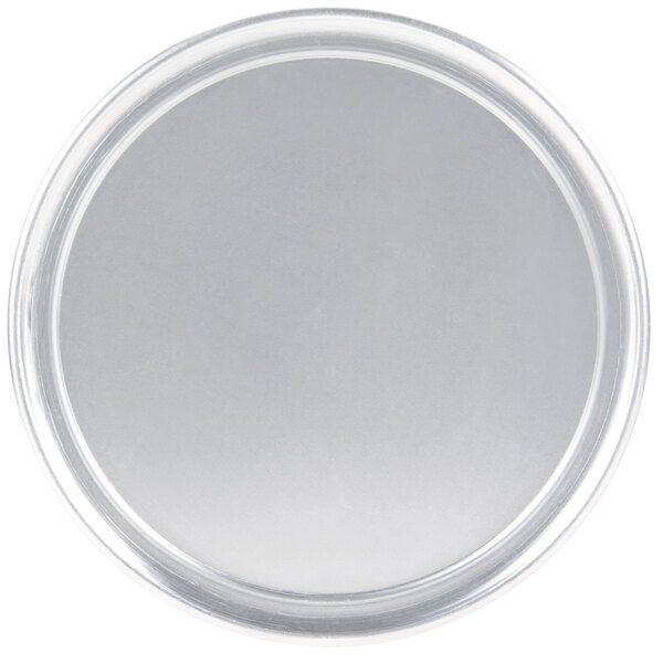 An American Metalcraft aluminum pizza pan with a wide rim.