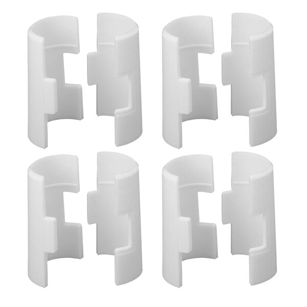 A group of four white plastic Metro split sleeves.