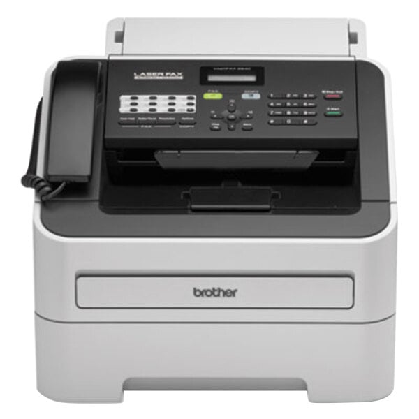 A white and black Brother IntelliFAX-2840 laser fax machine.