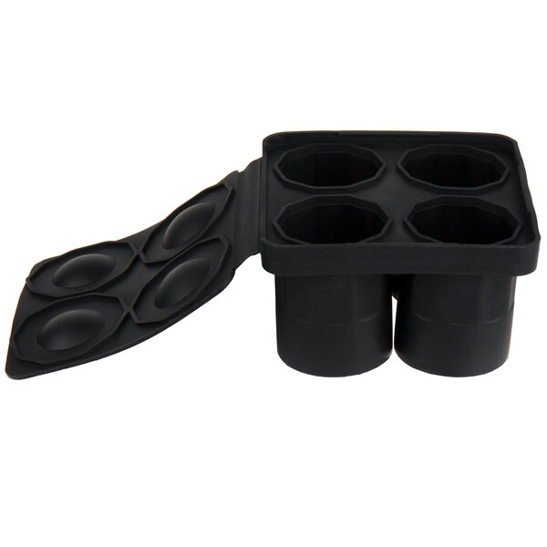 1.75-Inch Ice Shot Glass Tray - Makes 4 Shot Glasses: Perfect for Commercial Bars or Home Use - Constructed from Durable Black Silicone - Dishwasher