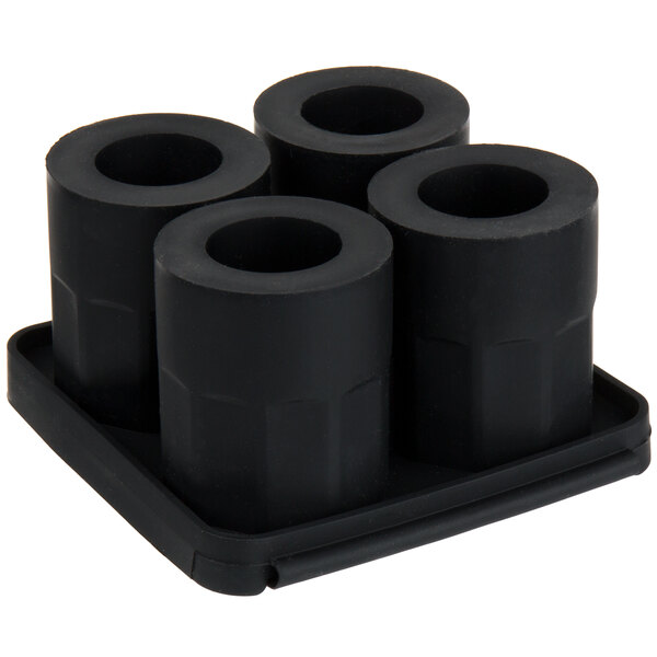 Tablecraft BSST Black Silicone 4 Compartment 1 oz. Round Shot Glass Ice  Mold with Lid