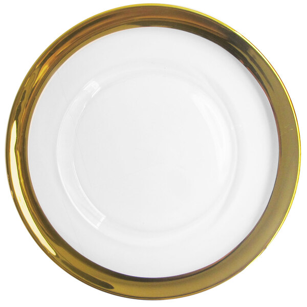 The Jay Companies 1875002GD 13" Gold Rim Round Glass Charger Plate