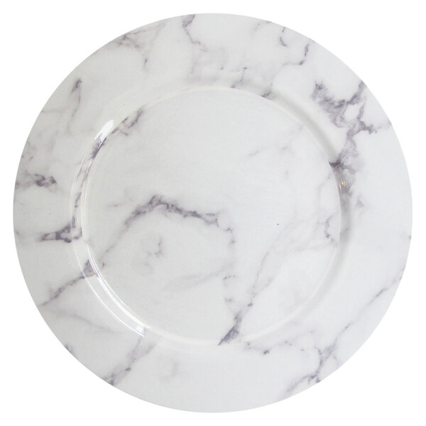 The Jay Companies 1270526 13 White And Gray Marble Melamine Charger Plate