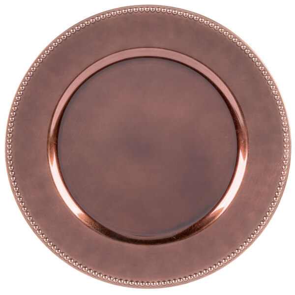 The Jay Companies 1270466 13 Rose Gold Beaded Round Polypropylene Charger Plate