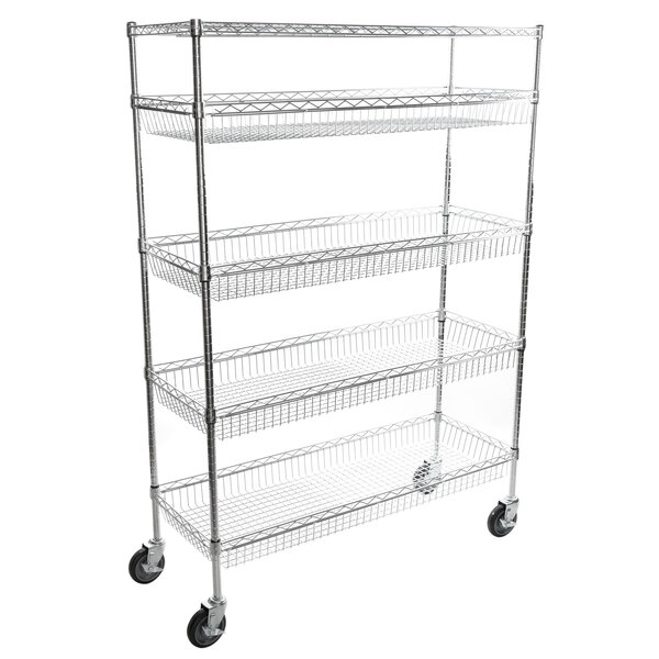 ParWire Basket Shelving Cart, 8 Tier, 18” D X 48”, with Slanted Basket Shelf -(Cat.#PRM1848-15)