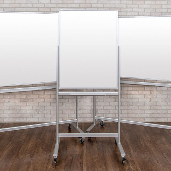 Luxor MMGB3040 40" x 30" Reversible Free Standing Glass Whiteboard