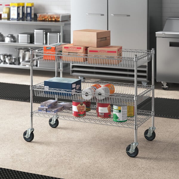 Regency Chrome Two Basket and One Shelf Utility Cart - 24" x 53 3/4" x 39"