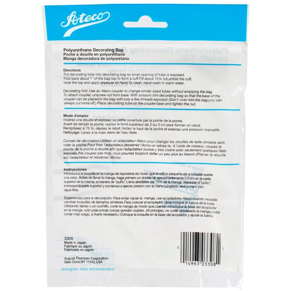 An Ateco white plastic bag with blue text.