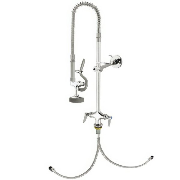 A T&S chrome pre-rinse faucet with a hose.