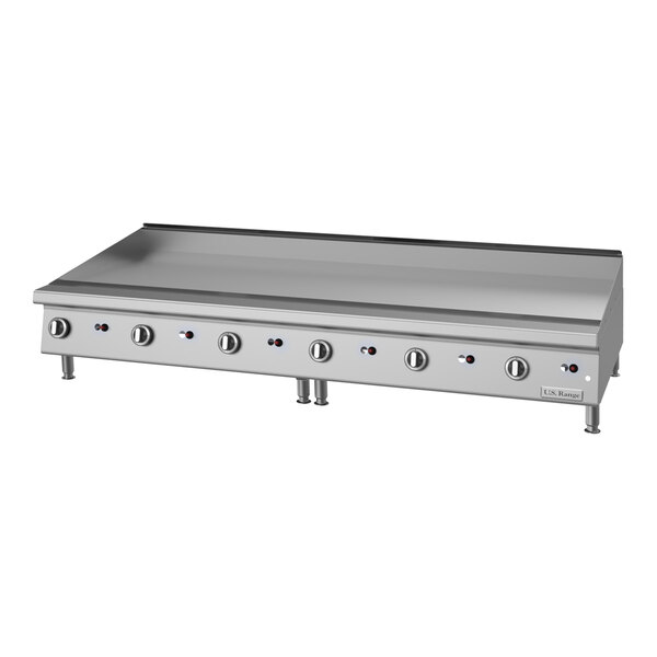 U.S. Range UTGG72-G72M 72" Liquid Propane Heavy-Duty Countertop Griddle with Manual Controls - 162,000 BTU