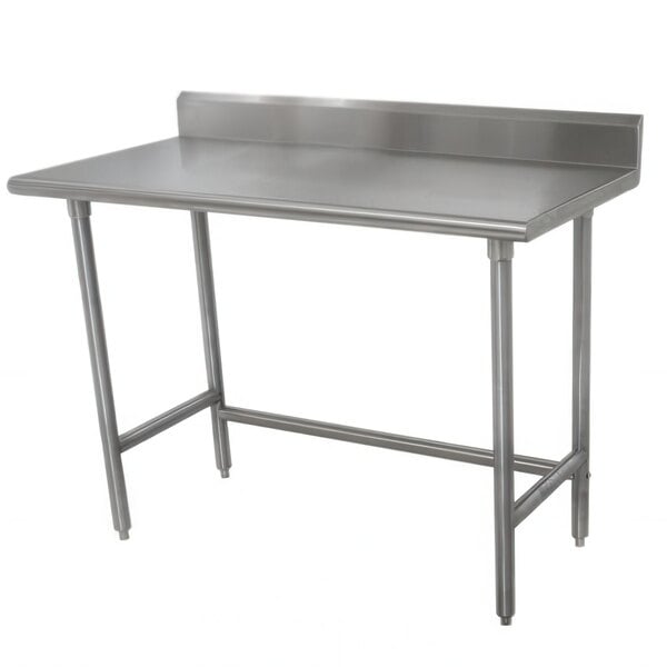 An Advance Tabco stainless steel work table with a rectangular top.