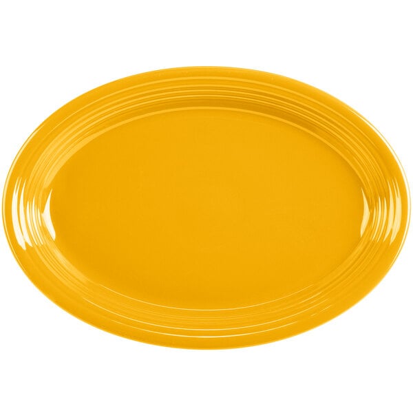 A yellow oval china platter.