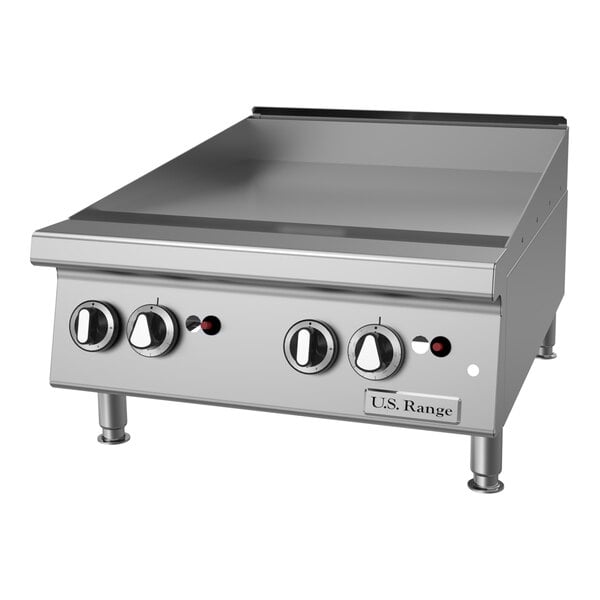 U.S. Range UTGG24-GT24M 24" Liquid Propane Heavy-Duty Countertop Griddle with Thermostatic Controls - 56,000 BTU