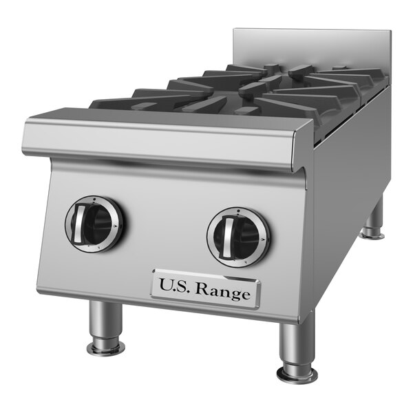 U.S. Range UTOG12-2 Natural Gas Heavy-Duty 2 Burner Countertop 12" Range - 60,000 BTU