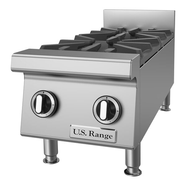 U.S. Range UTOG12-2 Natural Gas Heavy-Duty 2 Burner Countertop 12" Range - 60,000 BTU