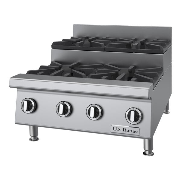 U.S. Range UTOG24-SU4 Natural Gas Heavy-Duty 4 Burner Step-Up Countertop 24" Range - 120,000 BTU