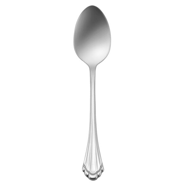 A Oneida Marquette stainless steel teaspoon with a handle.