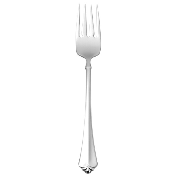 A Oneida Juilliard stainless steel salad fork with a silver handle.