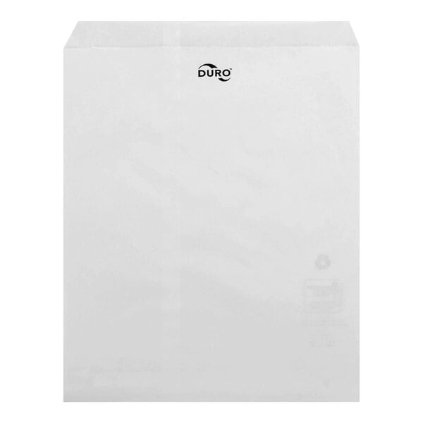 A white rectangular merchandise bag with black text.