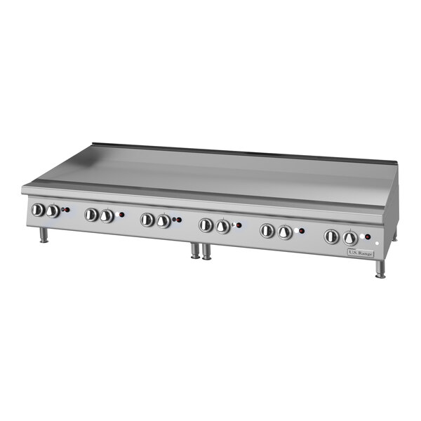 U.S. Range UTGG72-GT72M 72" Natural Gas Countertop Griddle with Thermostatic Controls - 168,000 BTU
