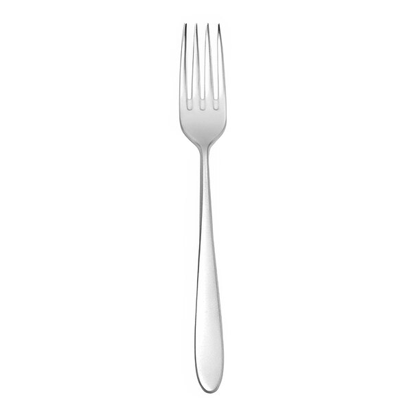 A silver Sant'Andrea Mascagni II cocktail fork with a white handle.