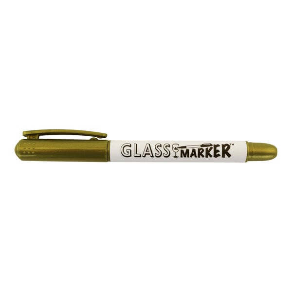 A Franmara metallic gold fine point glass marker with gold trim.
