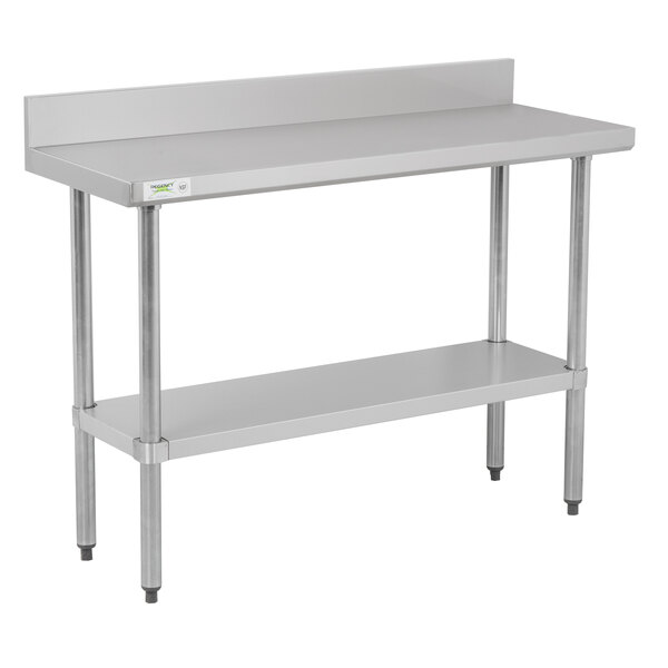 Heavy Duty Stainless Steel Prep Work Table 30 x 48 Backsplash with 2 undershelves NSF