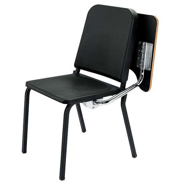 Black Melody Stack Chair, Tablet Arm Desk