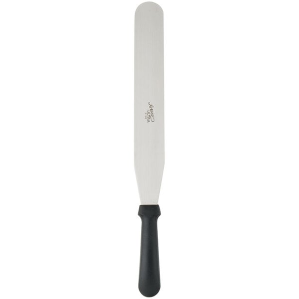 An Ateco baking / icing spatula with a long white and black blade and plastic handle.