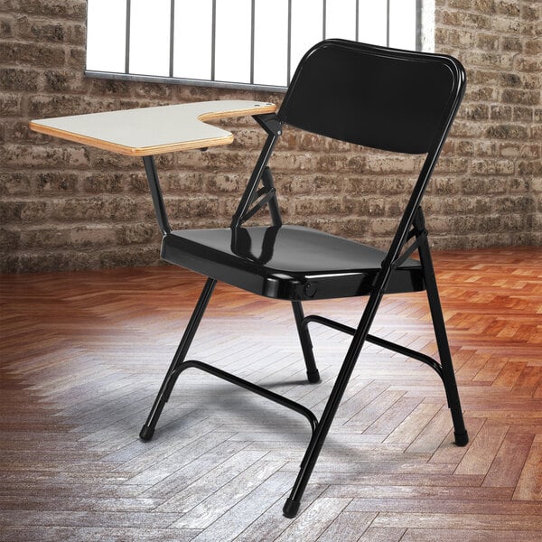 premium steel folding chair with right handed tablet arm