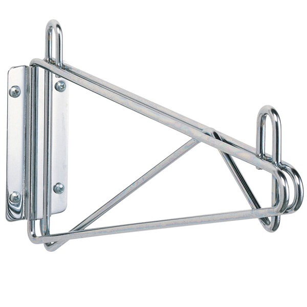 A Metro stainless steel wall mount bracket with two hooks.