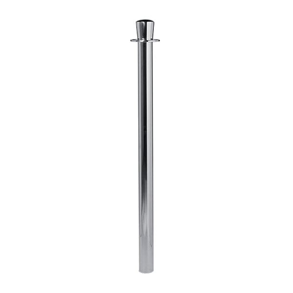 An American Metalcraft polished chrome crowd control stanchion post with a flat head cap.