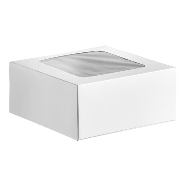 9" x 9" x 4" White Auto-Popup Window Cake / Bakery Box - 150/Bundle