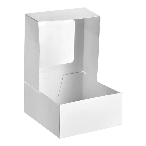 9" x 9" x 4" White Auto-Popup Window Cake / Bakery Box - 150/Bundle