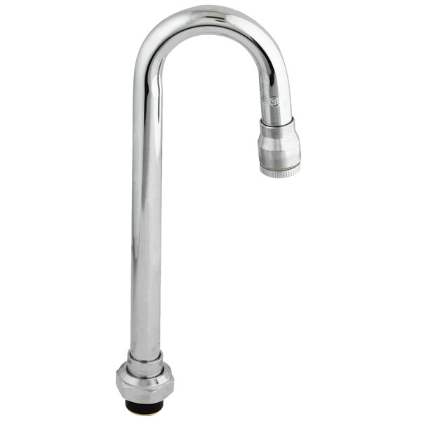 A T&S chrome gooseneck nozzle with aerator.