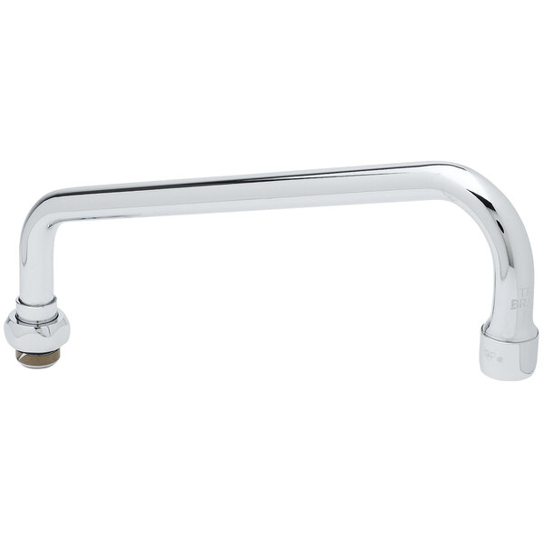 A T&S 10" swing nozzle with a chrome handle and a silver metal bar.