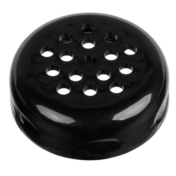 A Tablecraft black plastic perforated shaker top.