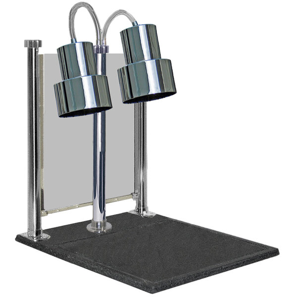 A Hanson Heat Lamps chrome carving station with two lamps.