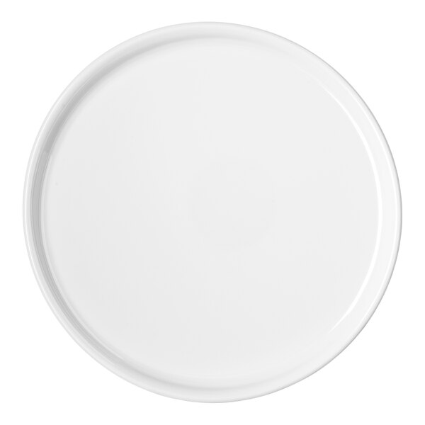 A round, white 9-inch melamine plate.