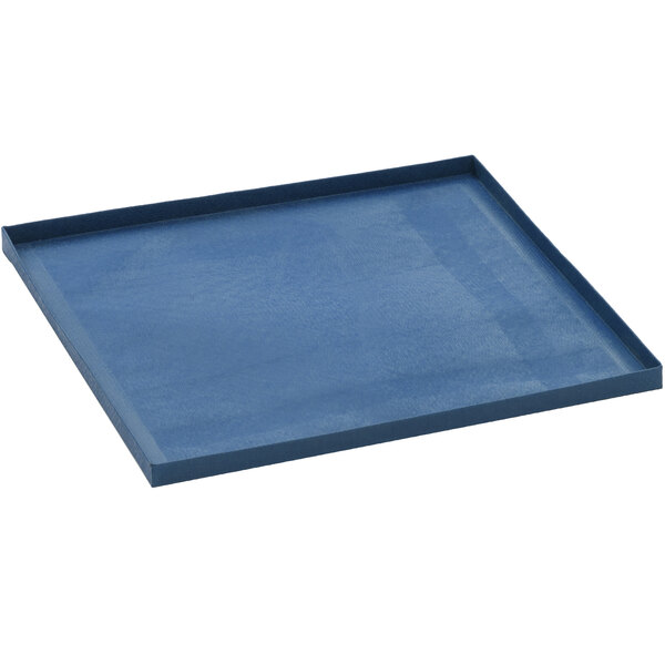 A blue square non-stick basket.